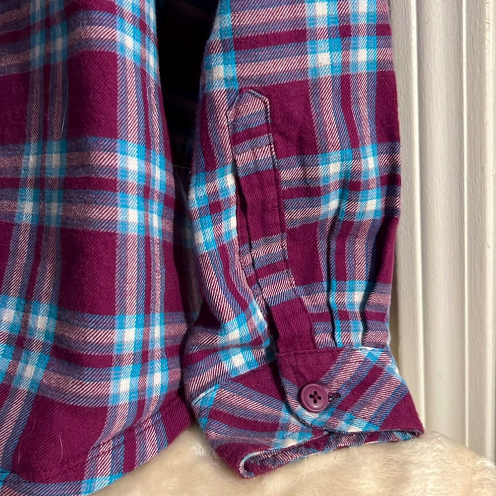LEE RIDERS 🥾 THICK COTTON FAUX FLEECE SHERPA LINED PURPLE/BLUE PLAID SHIRT XXL - Picture 5 of 9